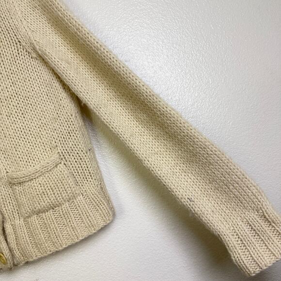 Vtg Ralph Lauren Alpaca Wool Cardigan Sweater Womens Medium Cream Leather Buckle - Picture 5 of 11